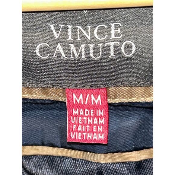 Vince Camuto Quilted Puffer Vest Womens Medium Navy With Brown Suede Trim Chore - Picture 7 of 13